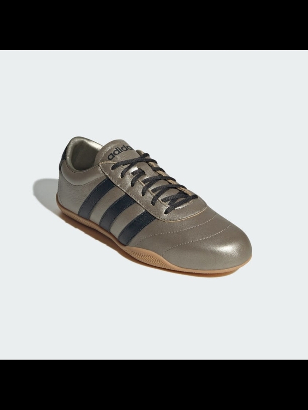 adidas Women’s Metallic Gray Sneakers with Black Stripes